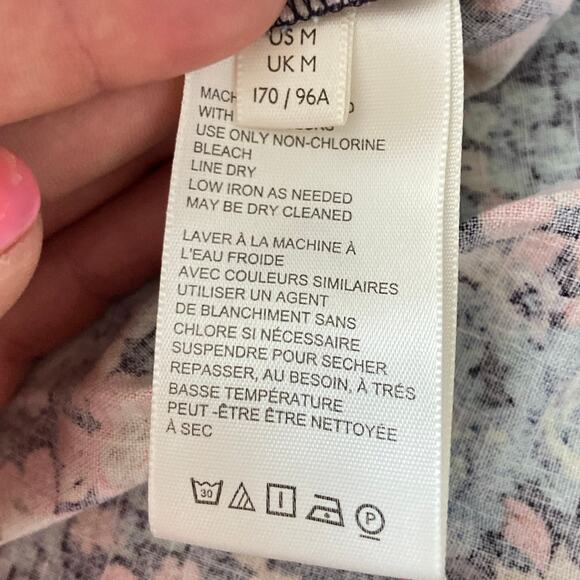 Free People Show Me Love Linen Blend Floral Romper Puff Sleeve Pockets Medium - Picture 12 of 13